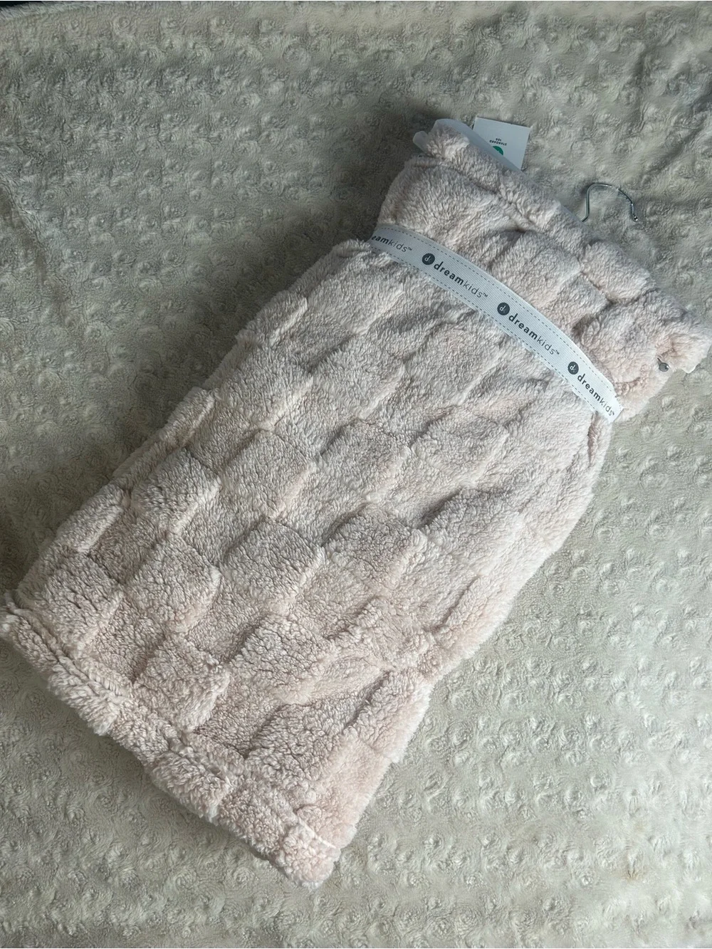 Dreamkids Pale Pink Checkered Baby Blanket Sepia Plush Soft Checkerboard